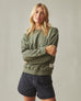 Women's Vintage Wash Relaxed French Terry Crew - Olive